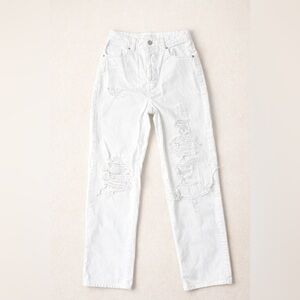 PacSun 90s Boyfriend Jeans White Distressed Size 27 Straight Leg